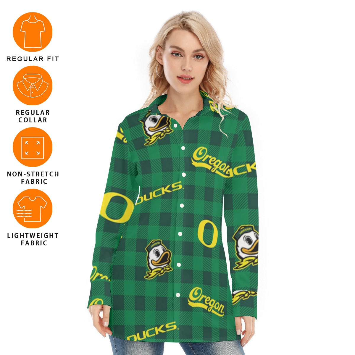 Oregon Ducks Women's Long Shirt - Big Ten football apparel varsity sportswear product image 6.0