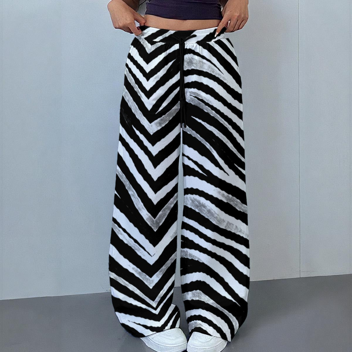 Las Vegas Football Zebra Women's Casual Pants|230GSM – Black and White Game Day Streetwear – sportswear style, fan gear, image 1.0