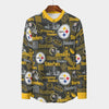 Pittsburgh Steelers Men's Stand Collar Shirt With Long Sleeve|110GSM Imitation Flax – fan gear, lightweight game day shirt, image 734