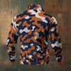 Dark Slate Gray Chicago Football Camo Bomber Jacket – Navy Orange Game Day Streetwear Outerwear