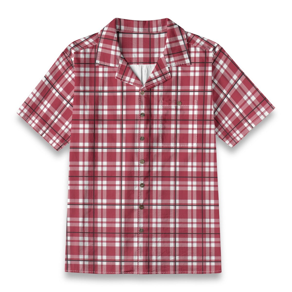 Alabama Football Hawaiian Shirt Men – Crimson Plaid Short Sleeve 125GSM Cotton – fan gear, casual fan outfit, image 1.0