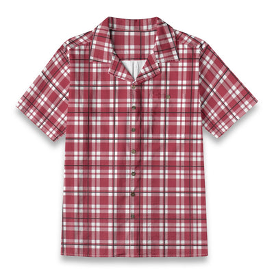 Alabama Football Hawaiian Shirt Men – Crimson Plaid Short Sleeve 125GSM Cotton – fan gear, casual fan outfit, image 1.0