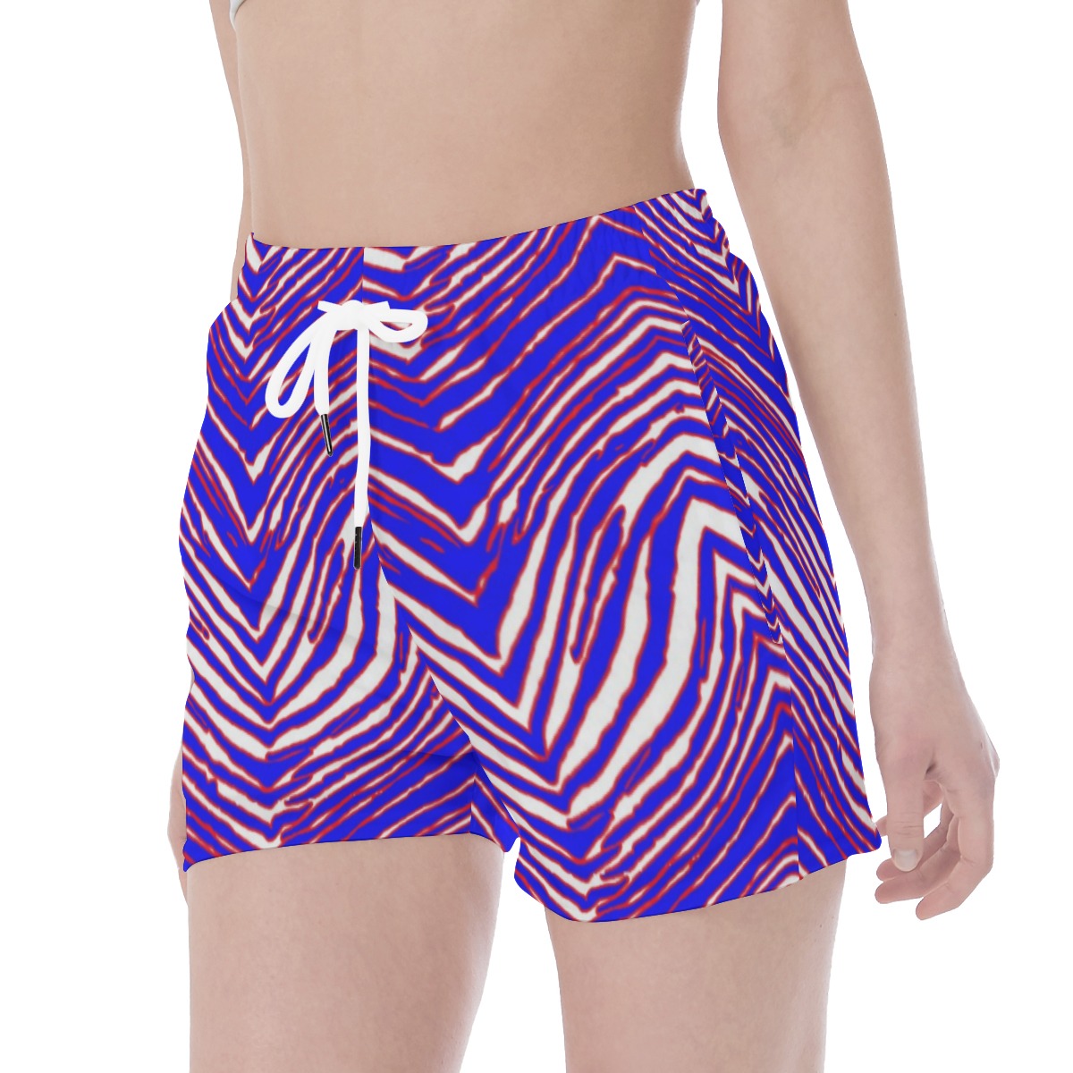 White Smoke Buffalo Zebra Football Waistband Sport Shorts Game Day Streetwear
