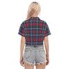Arizona Wildcats Tartan Plaid Navy Red Women's Cropped Shirt