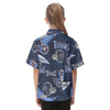tennessee-titans-kids-hawaiian-vacation-shirt navy light blue football close-up design detail