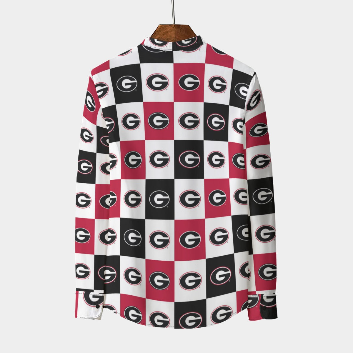 Georgia Bulldogs Stand Collar Shirt With Long Sleeve|110GSM Imitation Flax White varsity sports apparel