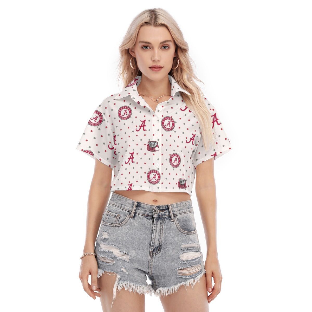Alabama Crimson Tide Women's Cropped Shirt White varsity sports apparel