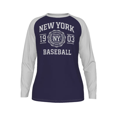 New York Baseball Raglan Long Sleeve Shirt – Navy and Light Gray Heritage Athletic Tee Est. 1903 – nfl fan apparel, game day outfit, image 1.0