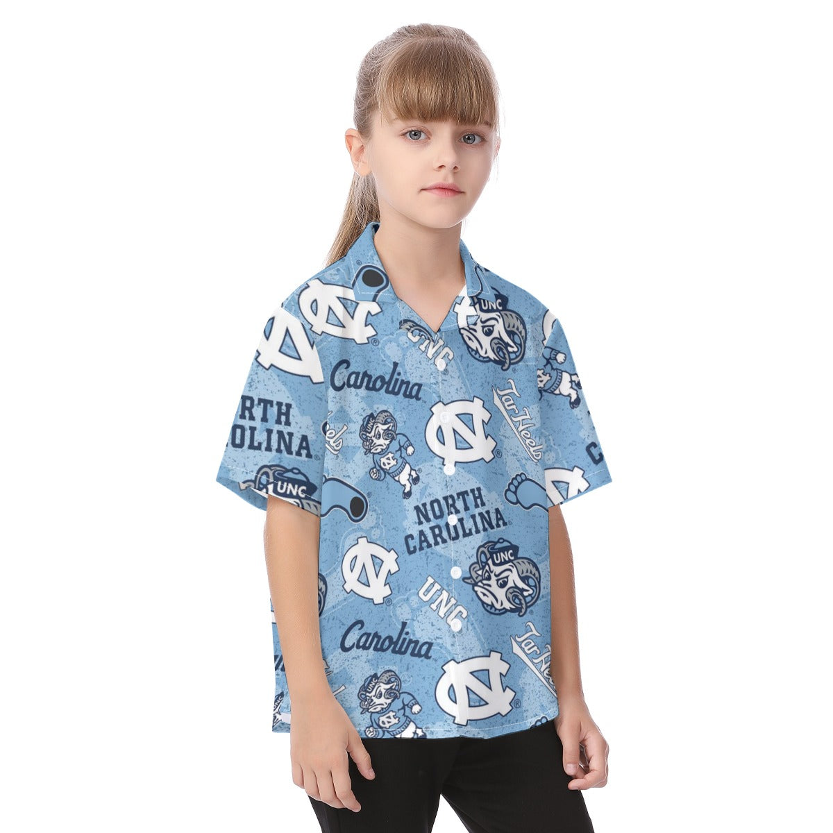 North Carolina Chapel Hill Tar Heels Kid's Hawaiian Vacation Shirt - ACC football apparel varsity sportswear product image 2.0