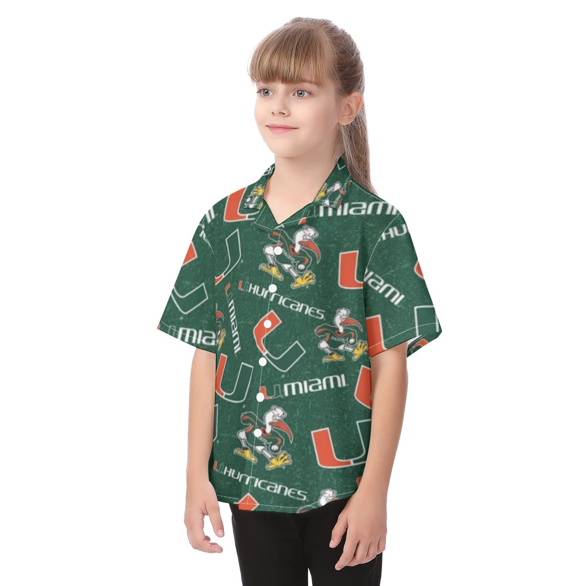 Miami Hurricanes Kid's Hawaiian Vacation Shirt - ACC football apparel varsity sportswear product image 3.0