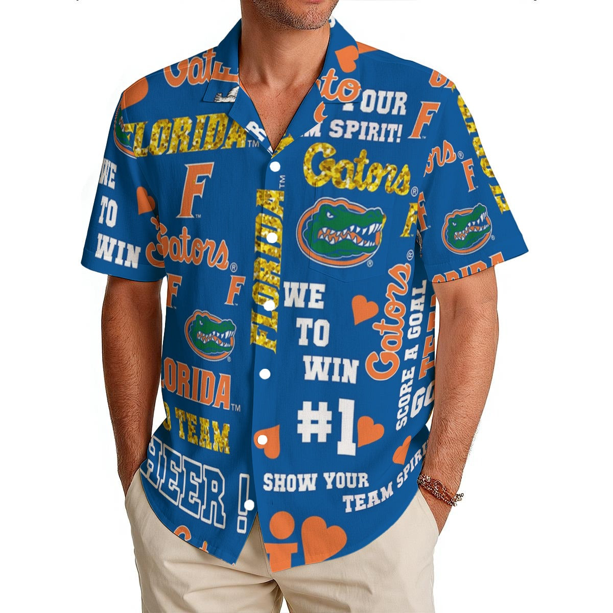 Florida Gators Men's Hawaiian Shirt|150GSM - college football fan apparel sportswear product image 1.0