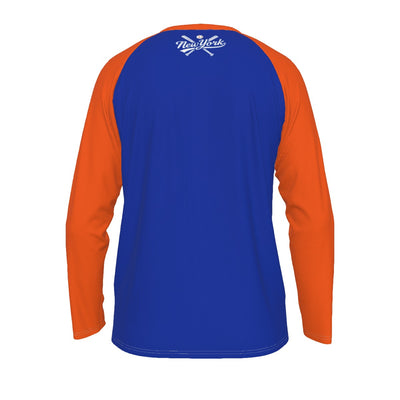 Dark Slate Blue New York Baseball Raglan Long Sleeve T-Shirt – Blue and Orange City Athletic Style