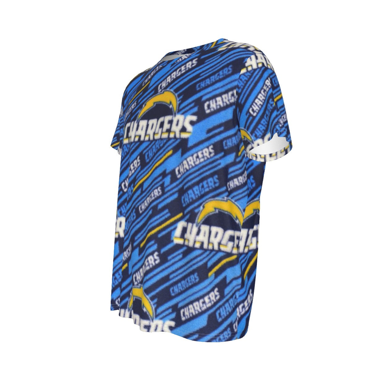 los-angeles-chargers-short-sleeve-t-shirt powder blue yellow football back view game day look