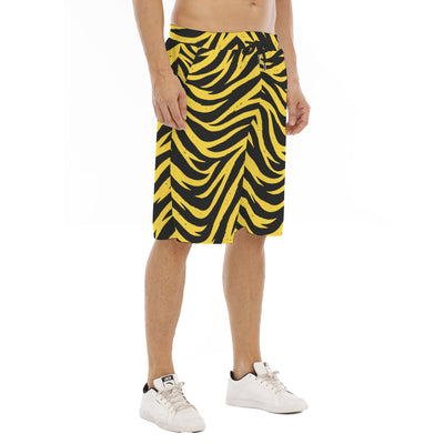 White Smoke Pittsburgh Football Yellow Black Zebra Men's Tether Loose Shorts With Pocket