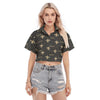 New Orleans Saints Women's Cropped Shirt black gold football back view streetwear style
