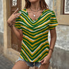 Green Bay Football Yellow Green Women’s V-Neck T-Shirt – Game Day Streetwear – fan gear, lightweight game day shirt, image 1.0