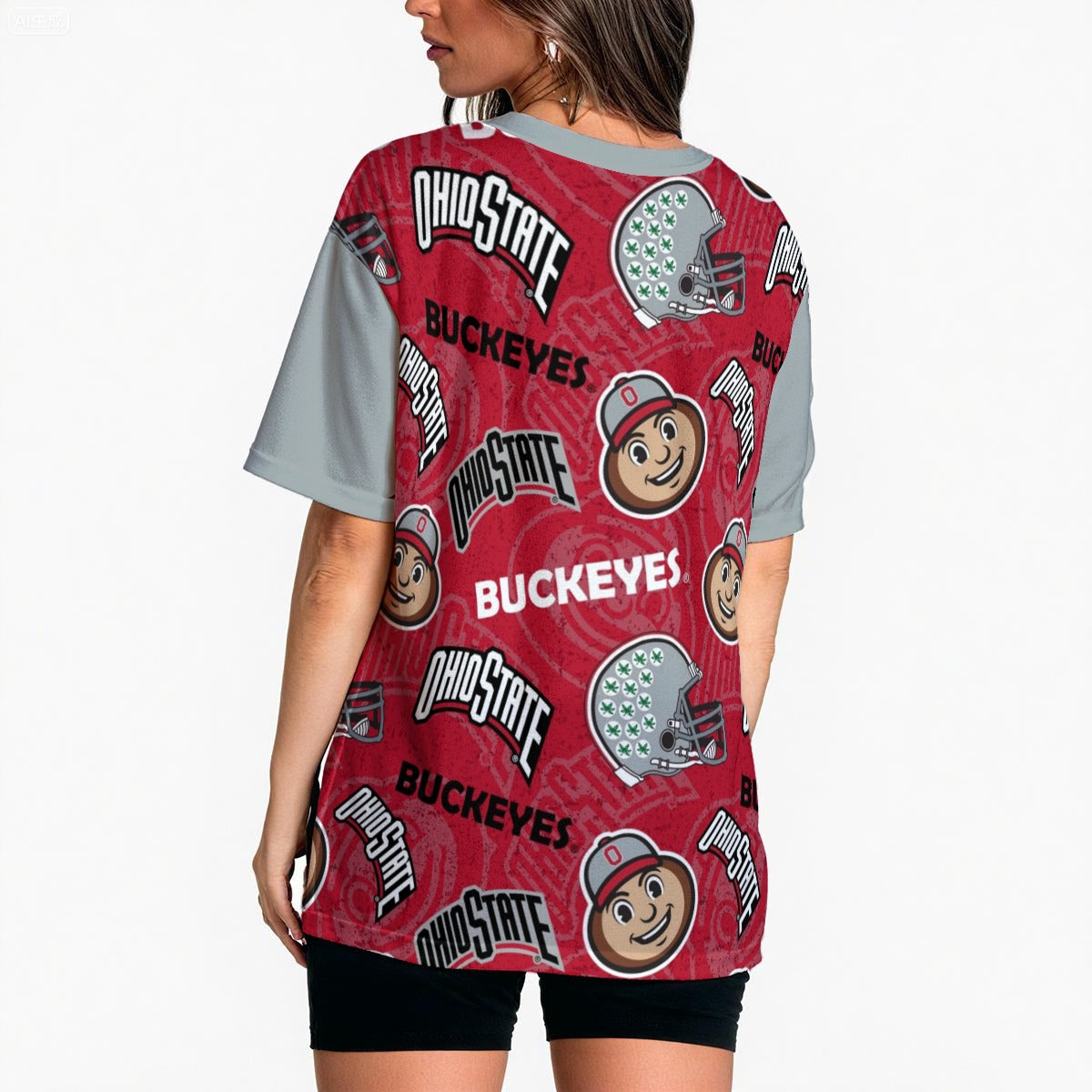 Ohio State Buckeyes Women’s Loose Fit T-Shirt – Scarlet and Gray College Football Game Day Relaxed T White game day varsity apparel