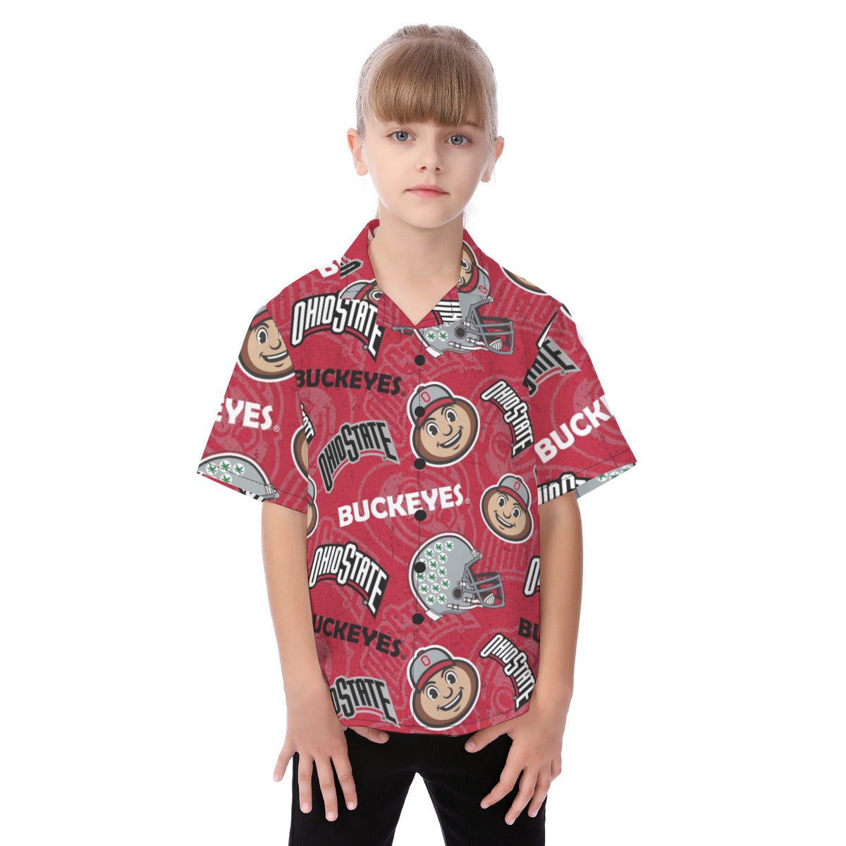Ohio State Buckeyes Kid's Hawaiian Vacation Shirt White game day varsity apparel