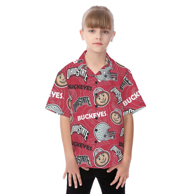 Ohio State Buckeyes Kid's Hawaiian Vacation Shirt White game day varsity apparel