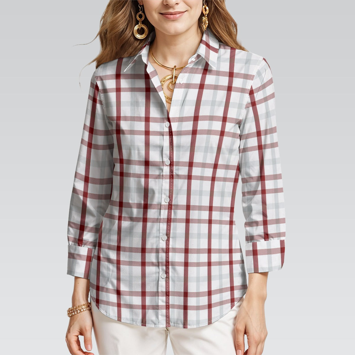 kansas jayhawks tartan plaid oversized button up women shirt indiana hoosiers tartan plaid oversized button up women shirt women's mid-length sleeve shirt women tartan plaid game day fashion