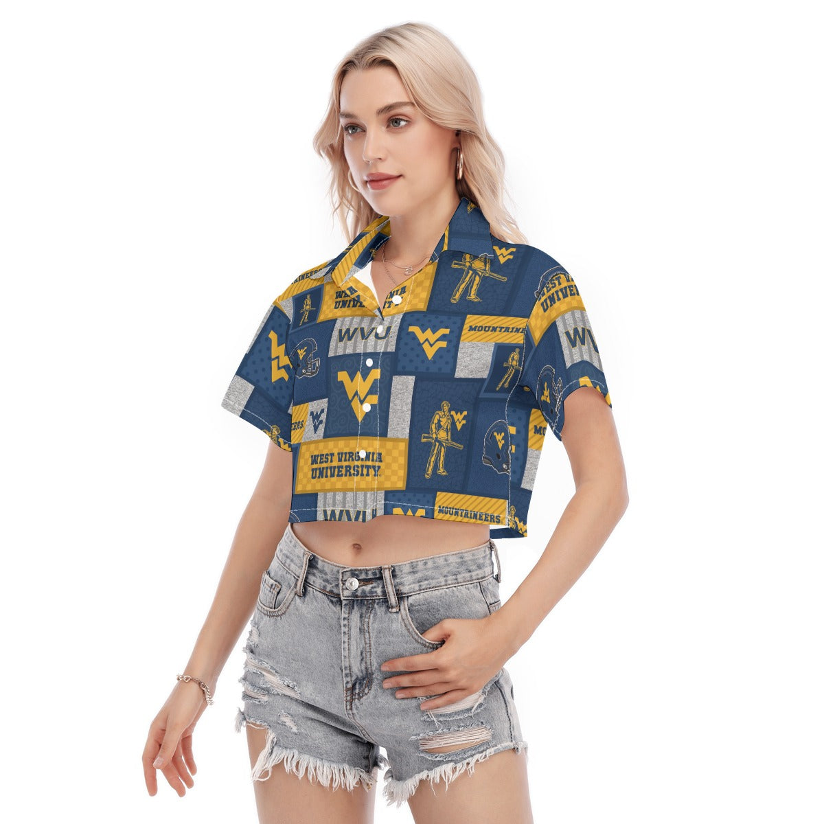 West Virginia Mountaineers Women's Cropped Shirt streetwear fashion product image 3