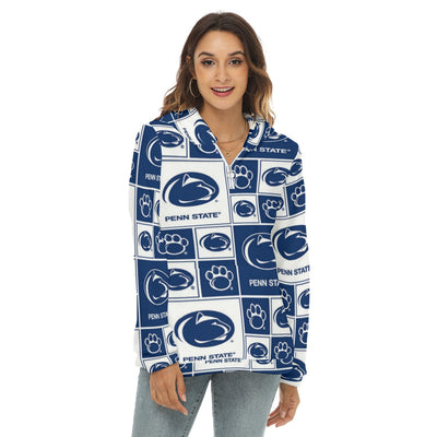 Penn State - Nittany Lions Women's Borg Fleece Hoodie With Half Zip White varsity sports apparel