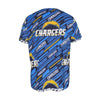 los-angeles-chargers-short-sleeve-t-shirt powder blue yellow football fabric breathable detail