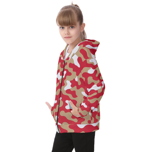 San Francisco Football Camo Kid's Heavy Fleece Zip Up Hoodie