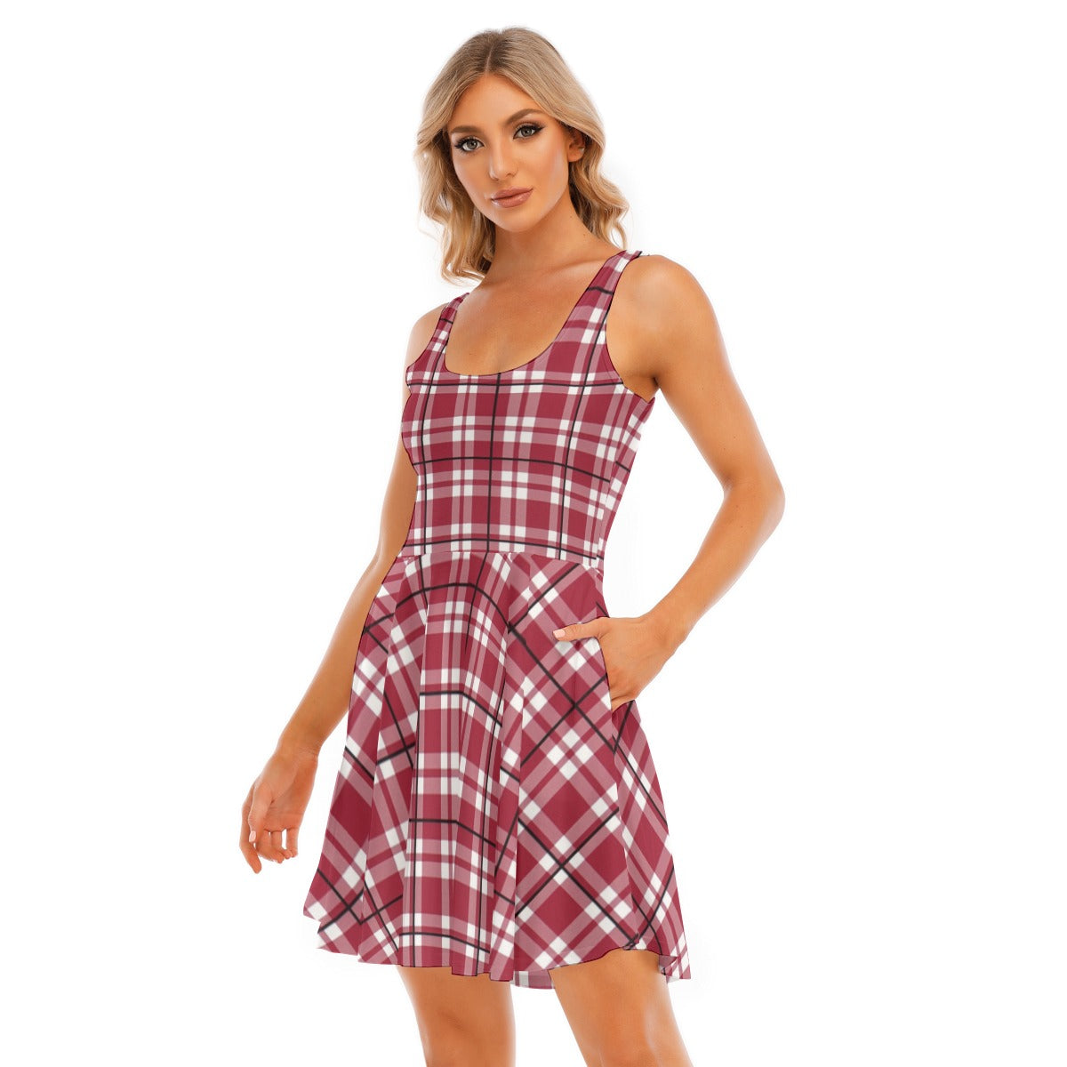 Alabama Crimson Tide Tartan Plaid Crimson White Women's Tank Vest Dress streetwear fashion product image 4