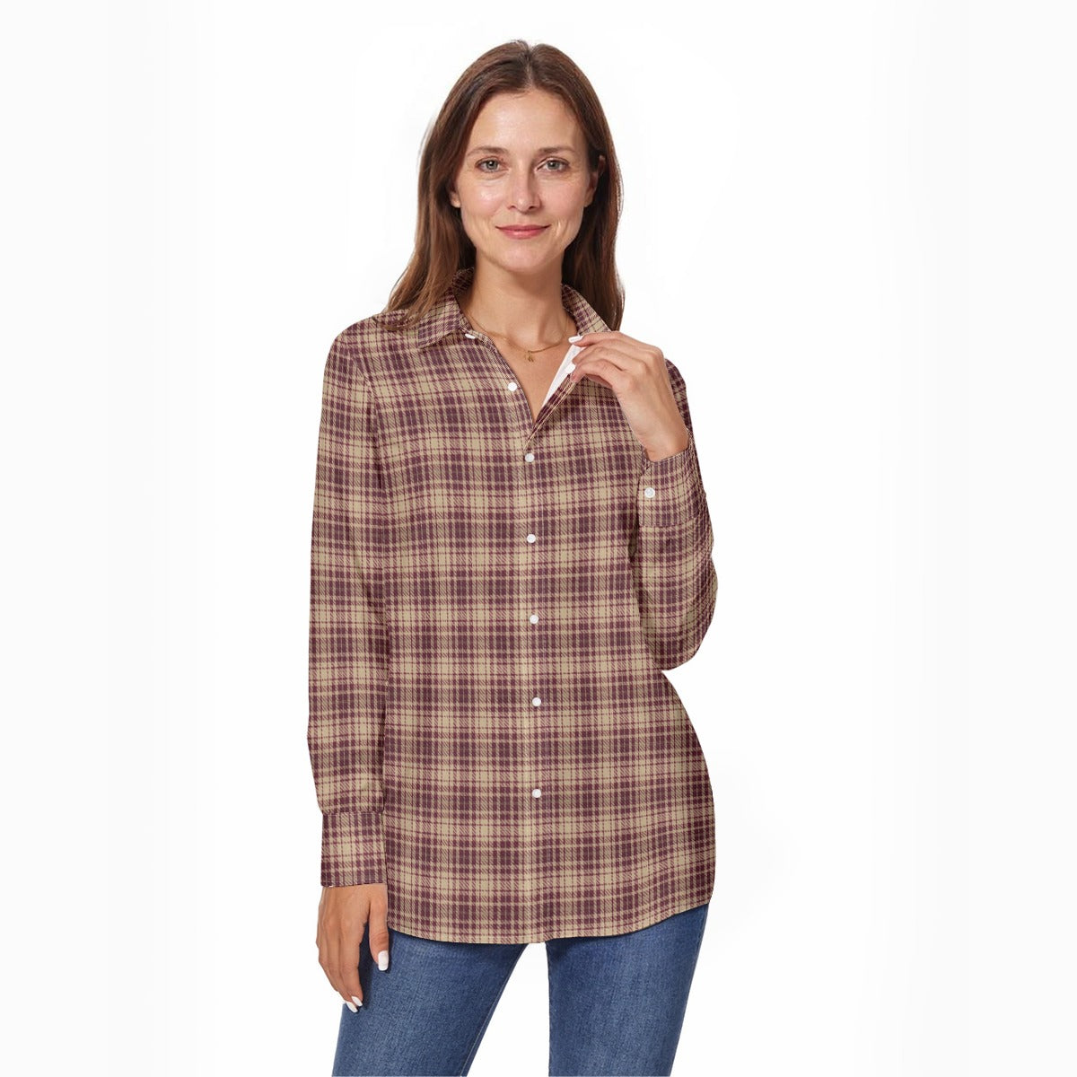 florida state seminoles tartan plaid oversized button up women shirt women's long sleeve shirt women tartan plaid fashion