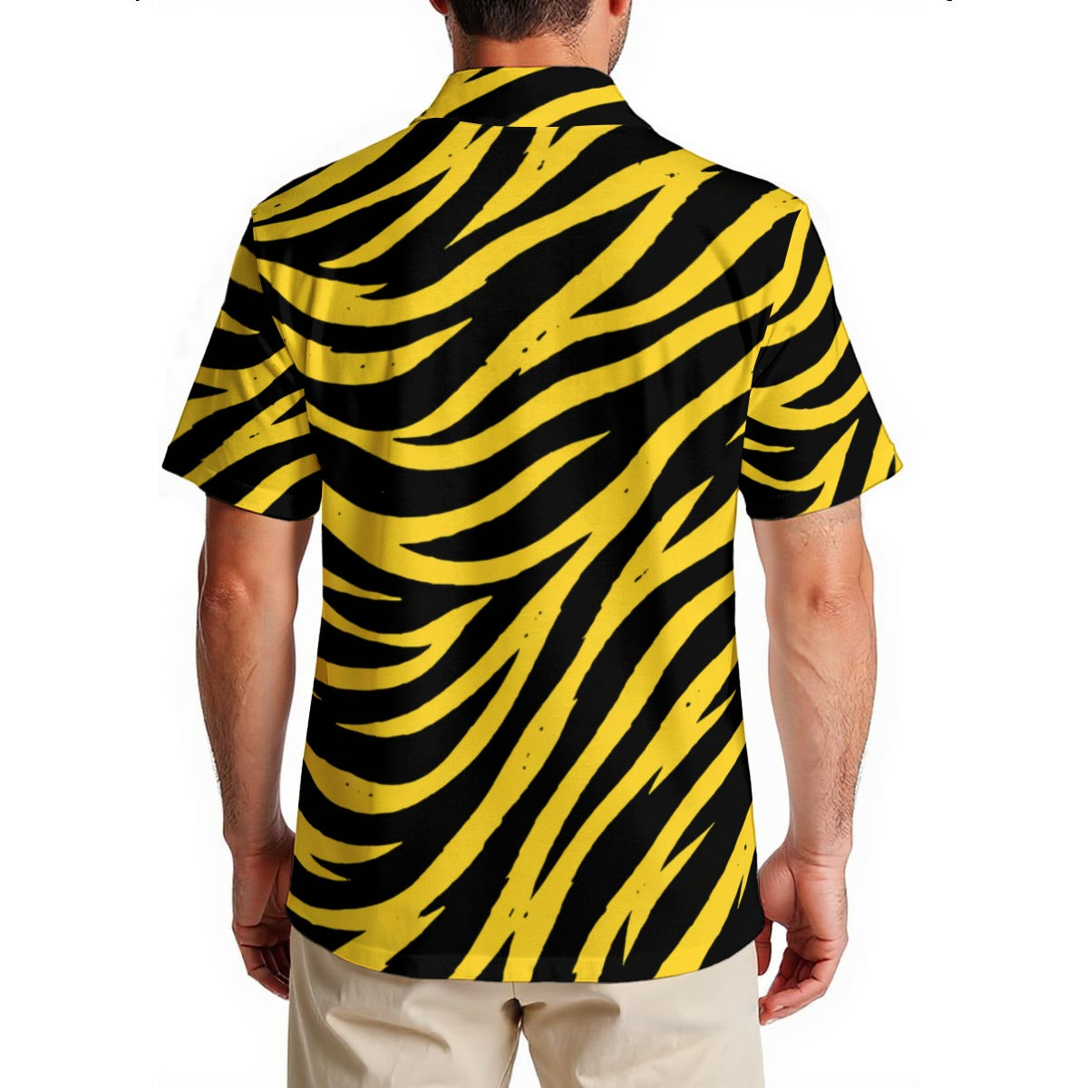 White Smoke Pittsburgh Football Yellow Black Zebra Men's Hawaiian Shirt|150GSM