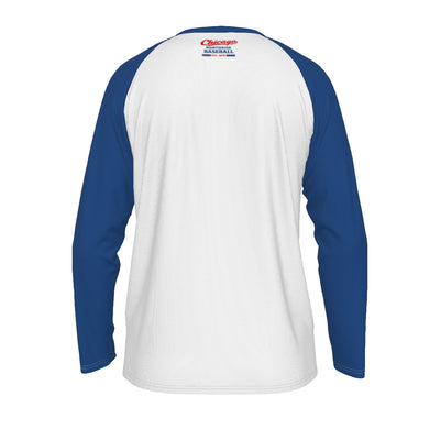 Lavender Chicago Northside Baseball Shirt – White and Blue Long Sleeve Raglan Tee Est 1876