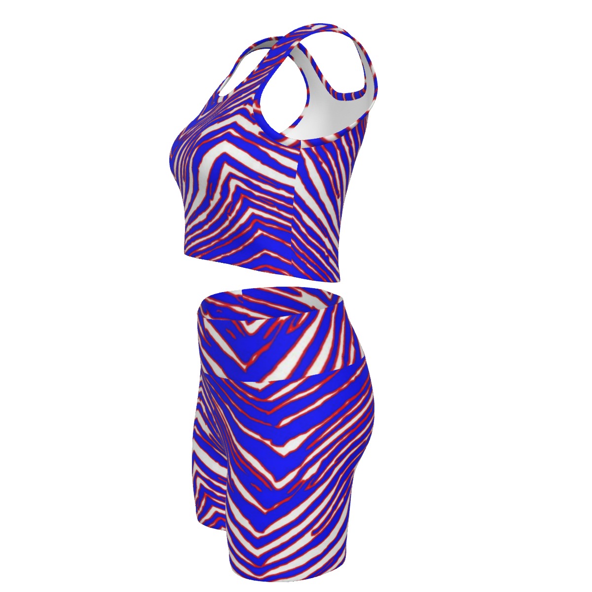 White Smoke All-Over Print Women's Yoga Set – Red Blue White Zebra Game Day Style