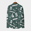 Michigan State Spartans Stand Collar Shirt With Long Sleeve|110GSM Imitation Flax - Big Ten football apparel varsity sportswear product image 2.0