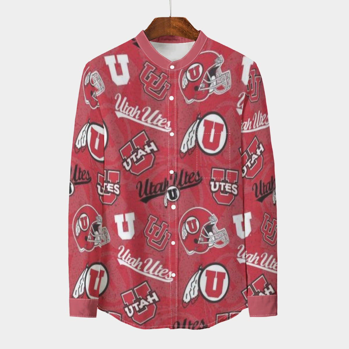 Utah Utes Stand Collar Shirt With Long Sleeve|110GSM Imitation Flax varsity sportswear product image 1.0
