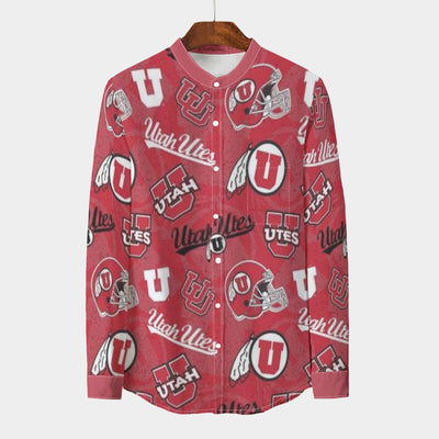 Utah Utes Stand Collar Shirt With Long Sleeve|110GSM Imitation Flax varsity sportswear product image 1.0