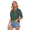 Notre Dame Fighting Irish Green Navy Gold Plaid Womens V Neck Shirts 6 green navy gold plaid women fashion apparel