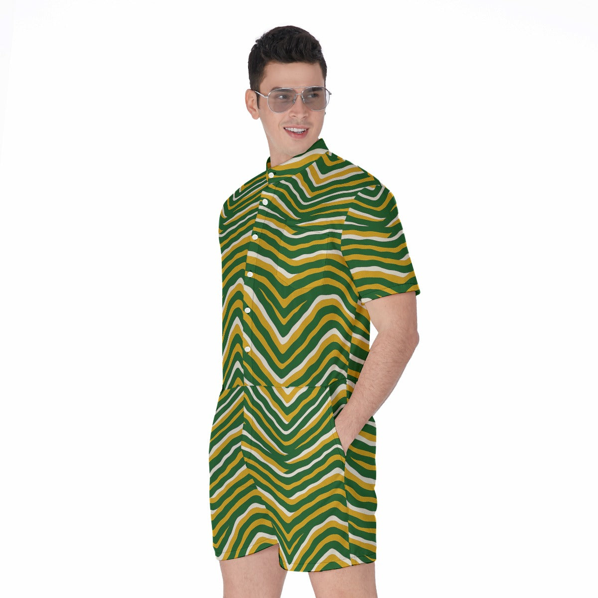 Green Bay football zebra Men's Rompers