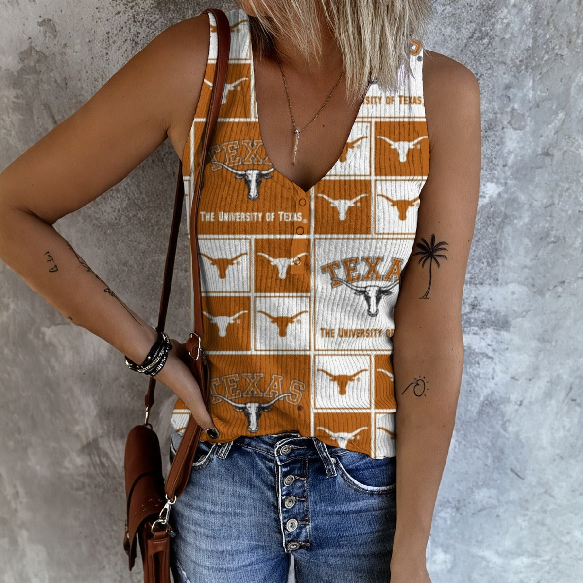 Texas at Austin - Longhorns Women's Button Vest White varsity sports apparel