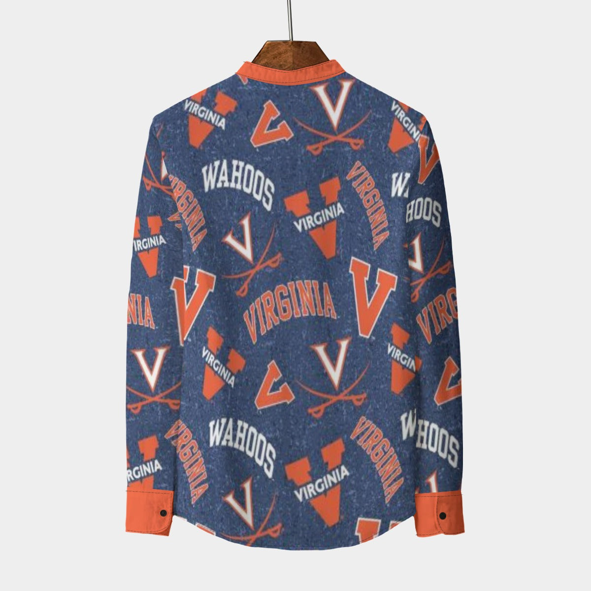 Virginia Cavaliers Stand Collar Shirt With Long Sleeve|110GSM Imitation Flax White sports streetwear apparel