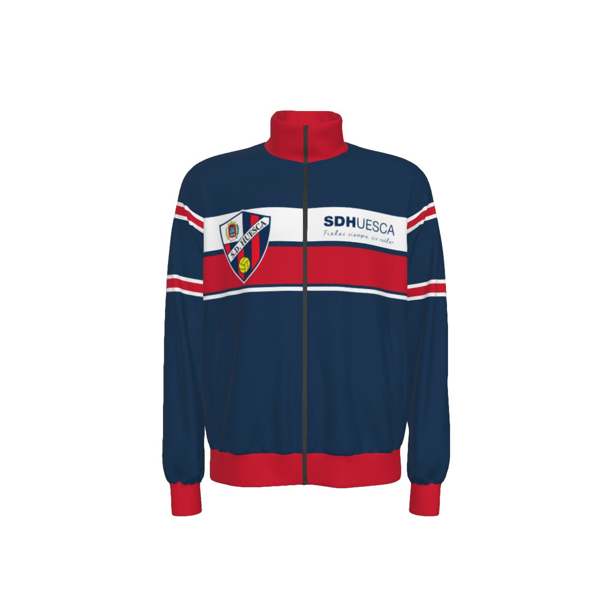 Dark Slate Gray Chaqueta deportiva SD Huesca retro azul y roja – chaqueta fútbol estilo 90s fan Huesca
