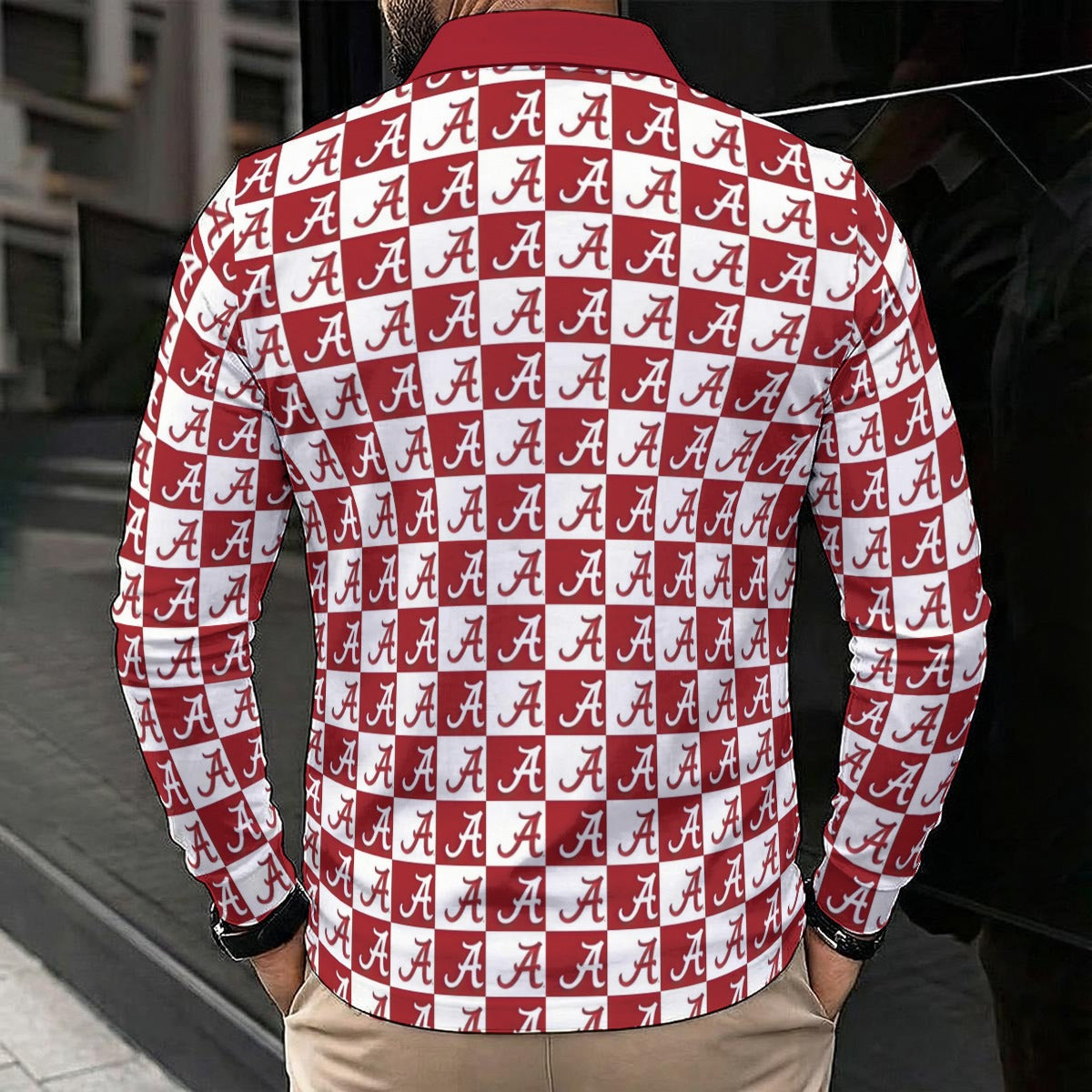 Alabama - Crimson Tide Men's Polo Shirt With Long Sleeve White varsity sports apparel