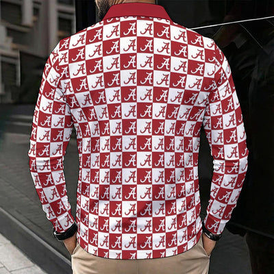 Alabama - Crimson Tide Men's Polo Shirt With Long Sleeve White varsity sports apparel