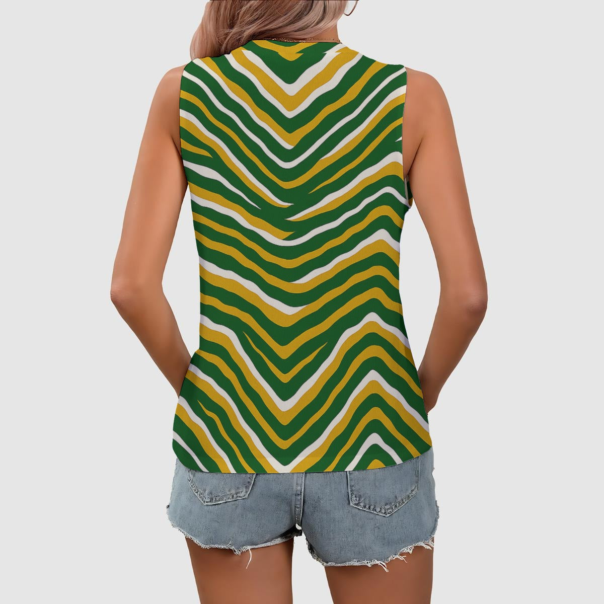 Lavender Green Bay Football Yellow Green Women’s Sleeveless V-Neck Tank Top – Game Day Streetwear