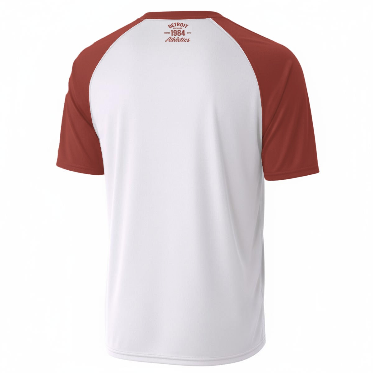 White Smoke Detroit Michigan 1984 Athletics T-Shirt – White and Rust Red Retro Streetwear Tee