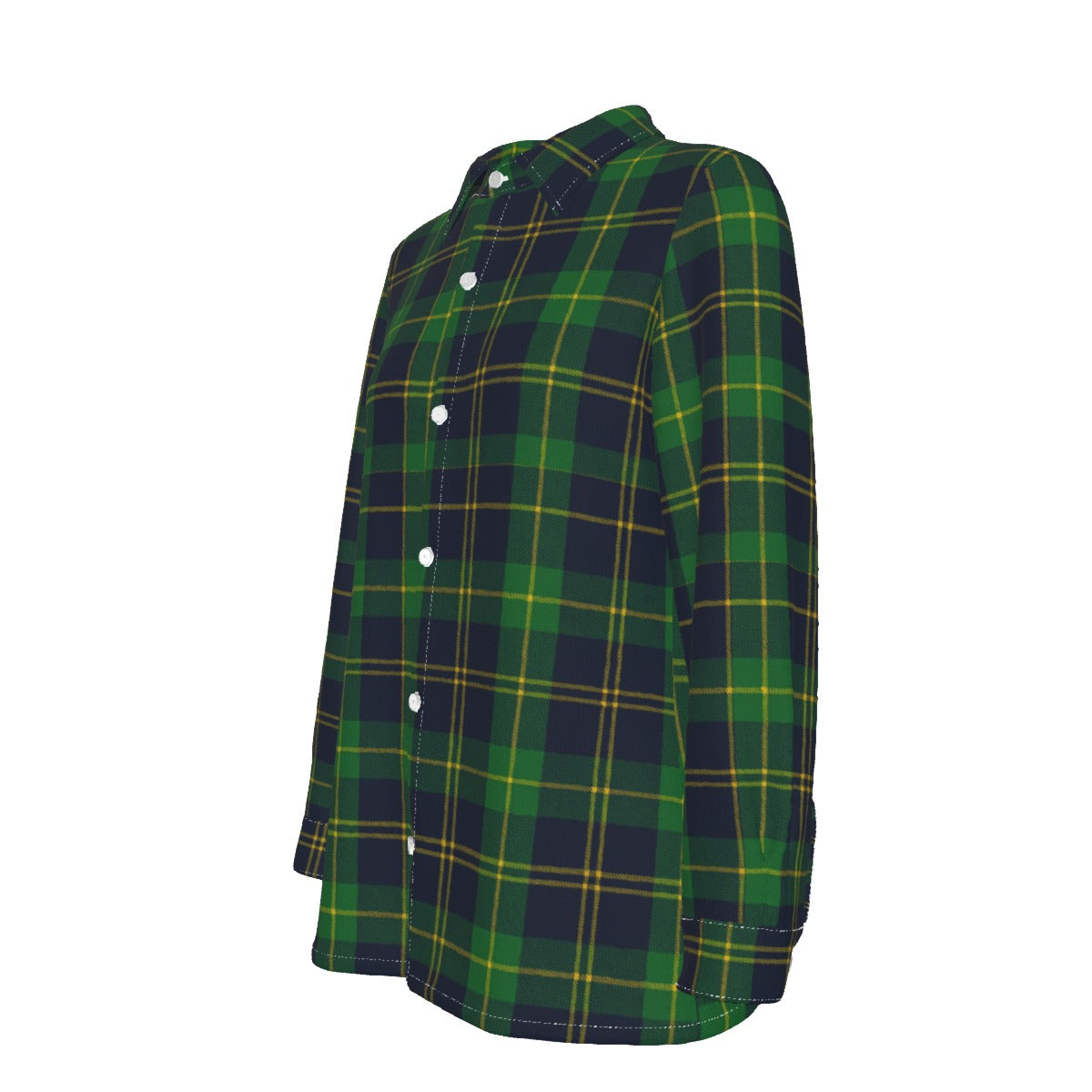 Notre Dame Fighting Irish Green Navy Gold Plaid Womens Elastic Back Shirt 8 green navy gold plaid women fashion apparel