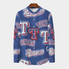 Texas Rangers Men's Stand Collar Shirt With Long Sleeve|110GSM Imitation Flax texas rangers baseball fan apparel game day outfit