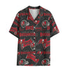 Tampa Bay Buccaneers Women's Hawaii Shirt | Rayon red pewter football outfit back view