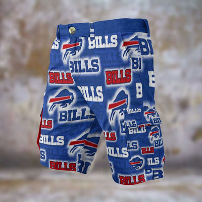 Buffalo football  Men's Cargo Shorts – Red Blue White Zebra Game Day Style – casual fan outfit, sportswear style, image 1.0