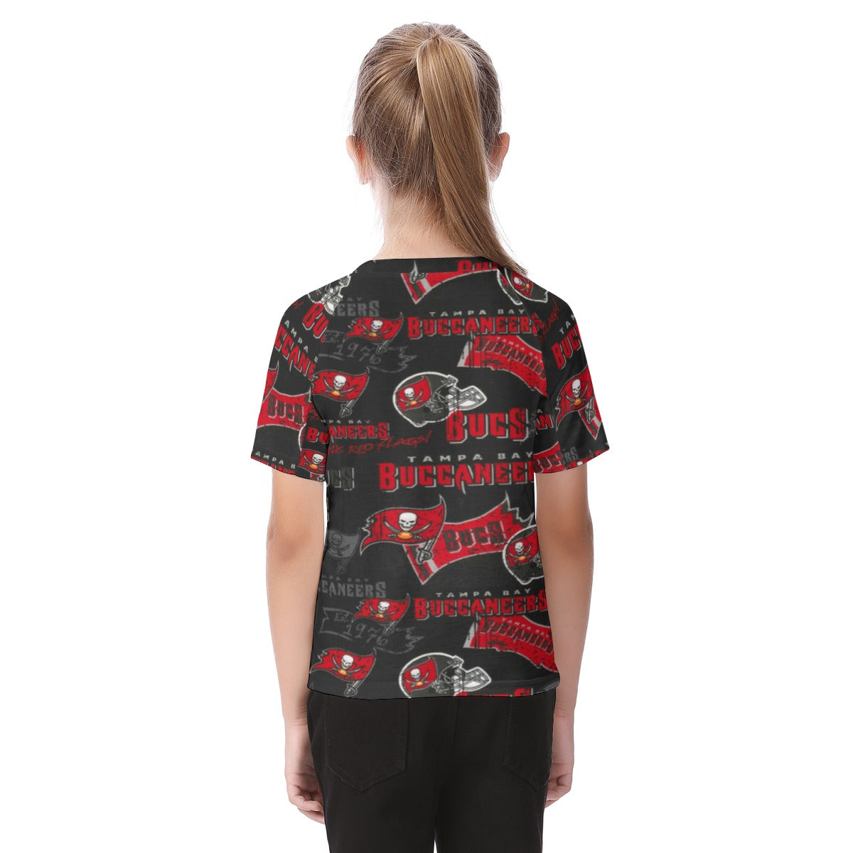 tampa-bay-buccaneers-kids-t-shirt red pewter football outfit side view